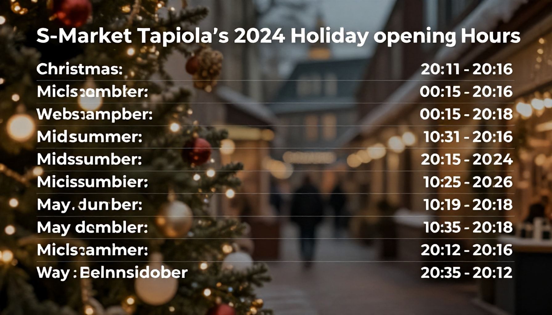 Joulu, juhannus, vappu: kaikki S-Market Tapiolan poikkeusaukiolot 2024 yhdessä luettelossa