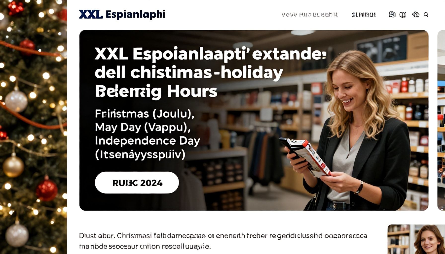 Joulu, vappu, itsenäisyyspäivä – XXL Espoonlahden erikoisaukiolot 2024 ja mitä kannattaa ostaa juuri näinä päivinä