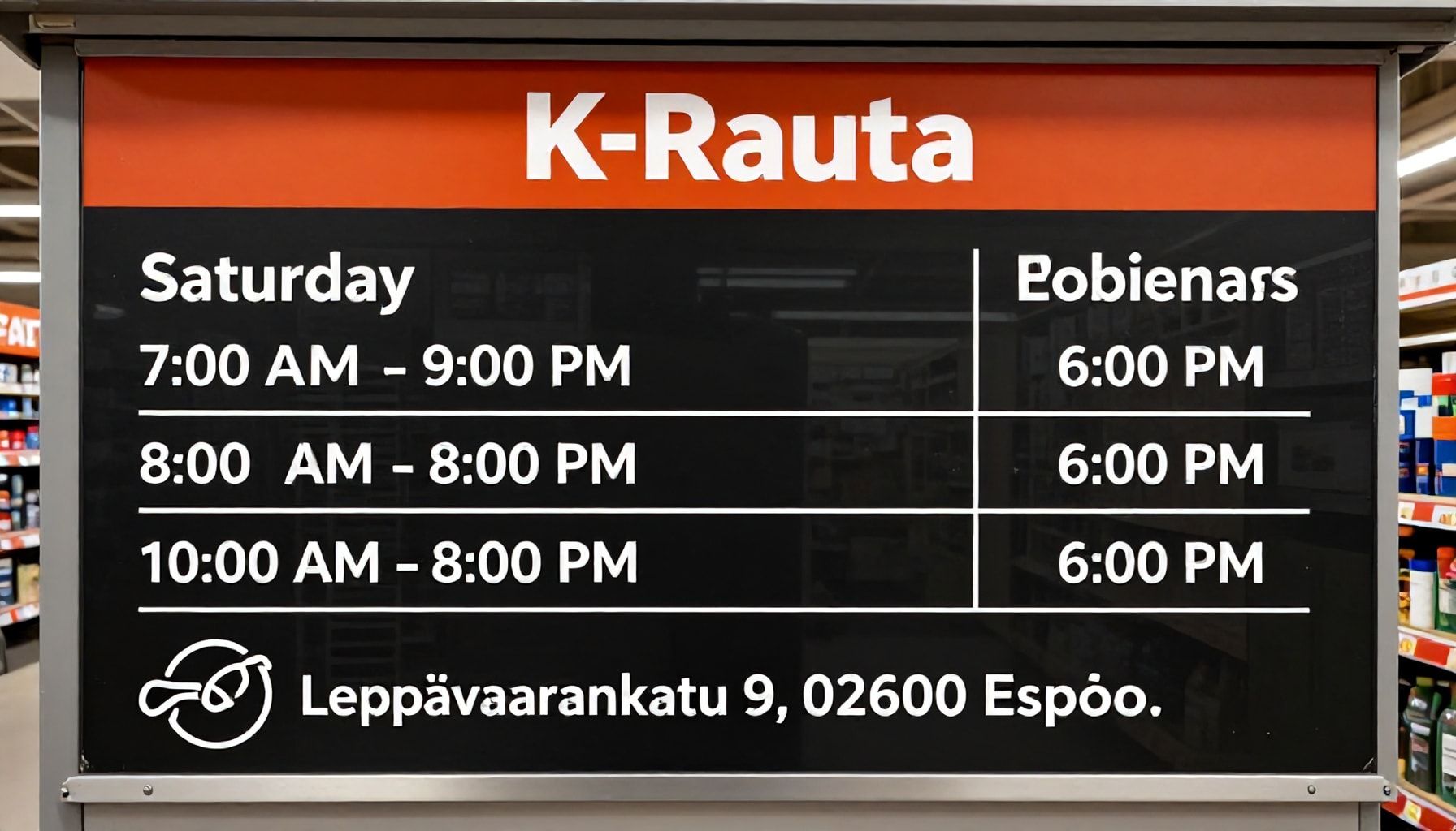 K-Raudan Leppävaaran myymälän tarkat aukiolot arkisin, viikonloppuisin ja juhlapyhinä – mitä sinun kannattaa tietää ennen käyntiä