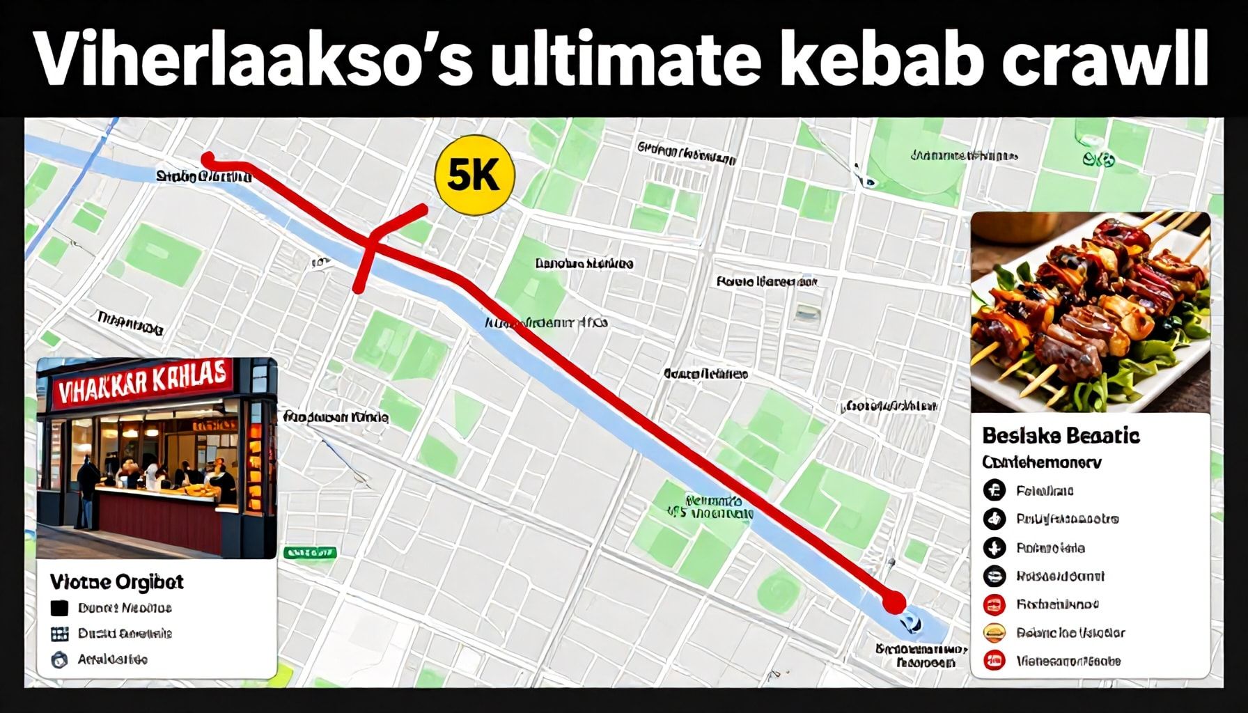 Kebab-kierros Viherlaaksossa: kartta ja reitti parhaiden annosten löytämiseen ilman turhaa vaeltamista