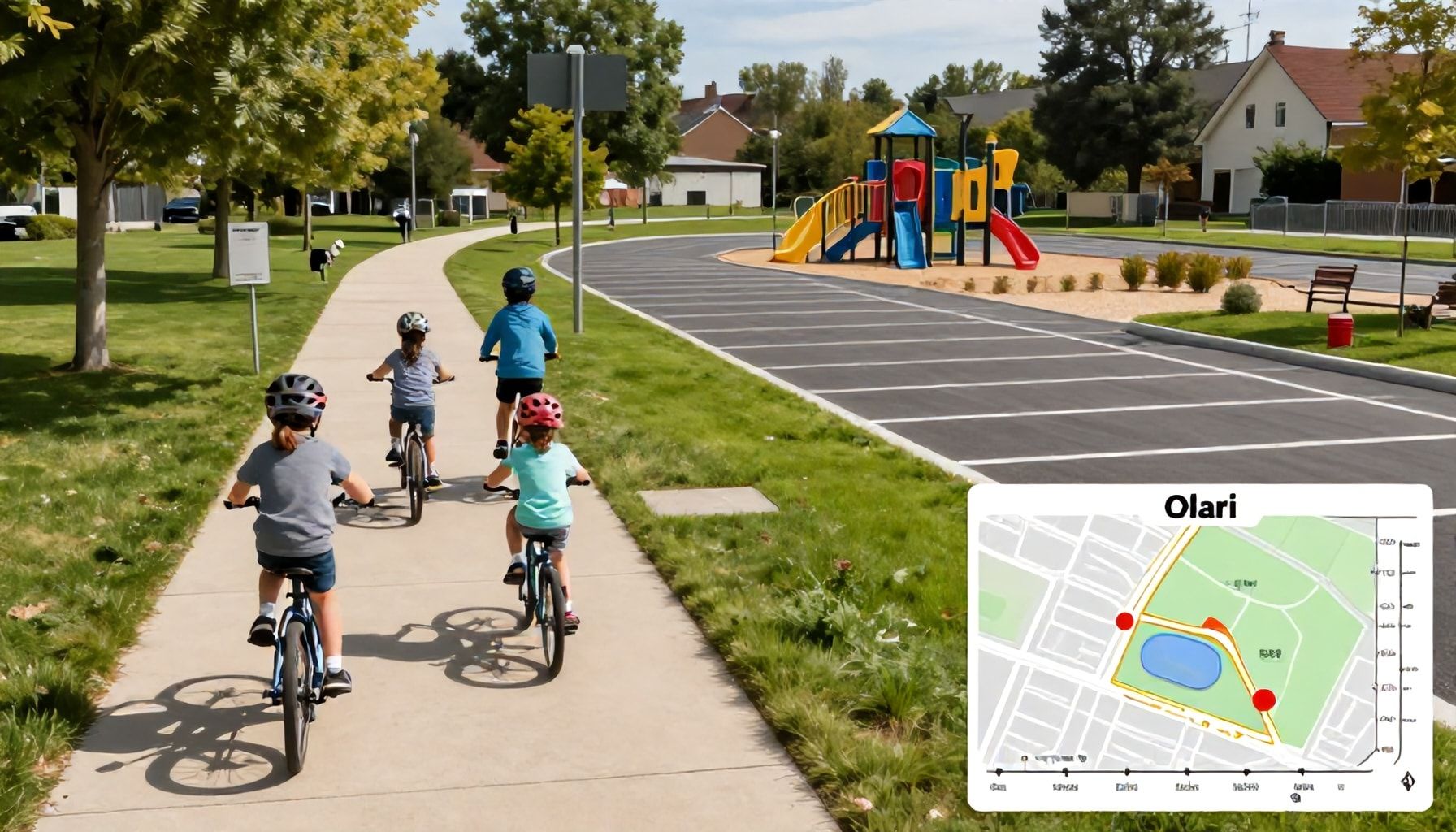 Pyöräilyreitit, kävelypolut ja pysäköinti: Kuinka liikkua Olarissa lasten kanssa vaivattomasti*