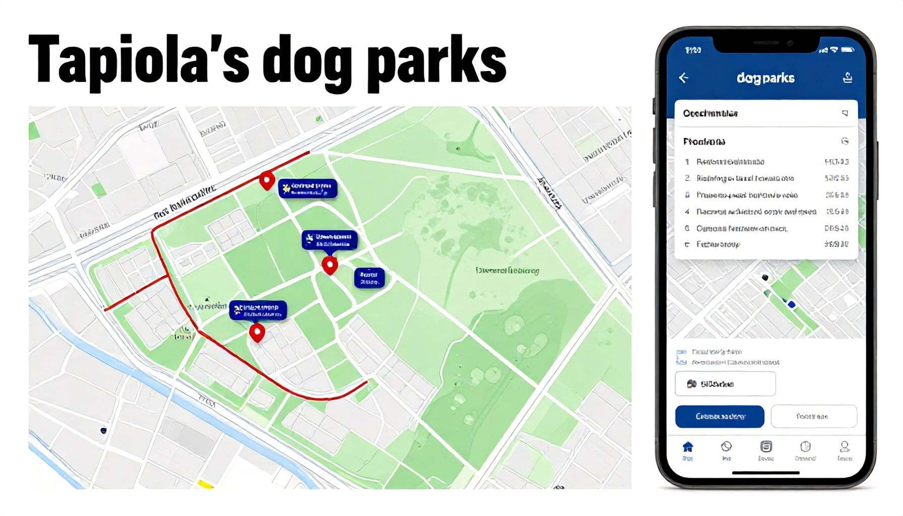 Tapiolan koirapuistot kartalla – tarkan sijainnin ja parkkipaikkojen opas kännykällä navigointia varten