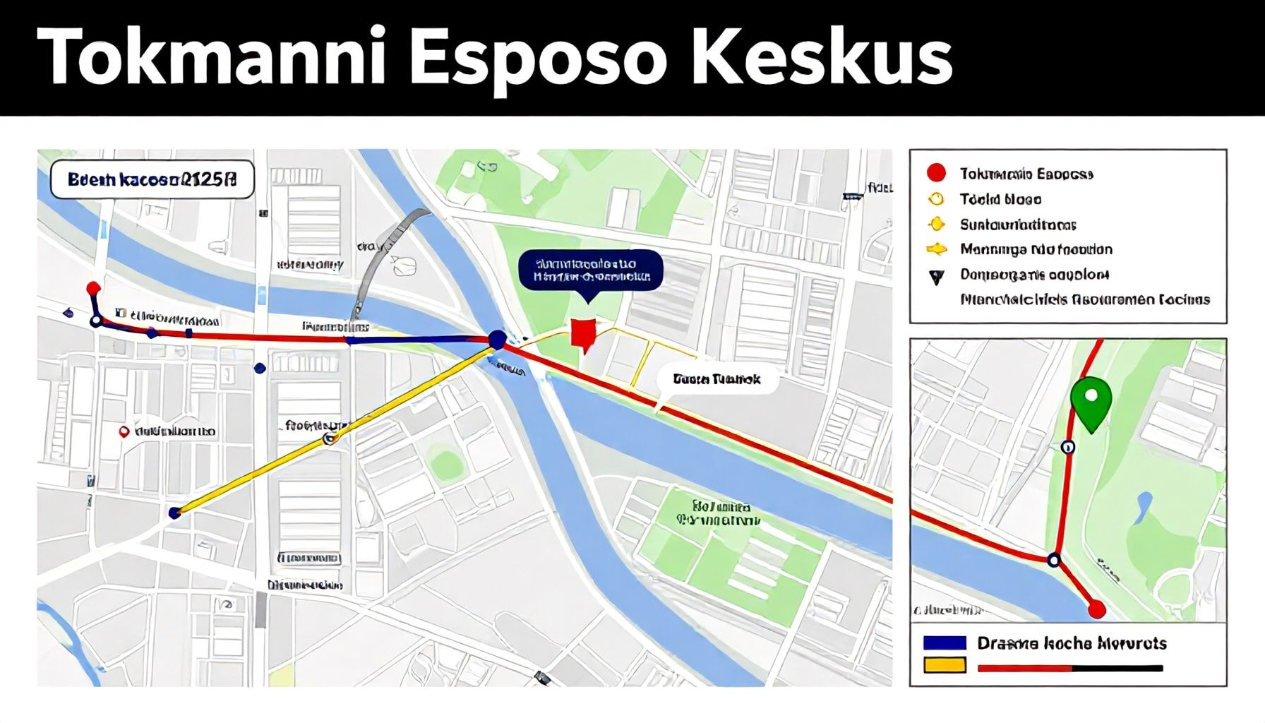 Tokmanni Espoo keskuksen täydellinen osoite ja pääsyreitit julkisilla sekä autolla