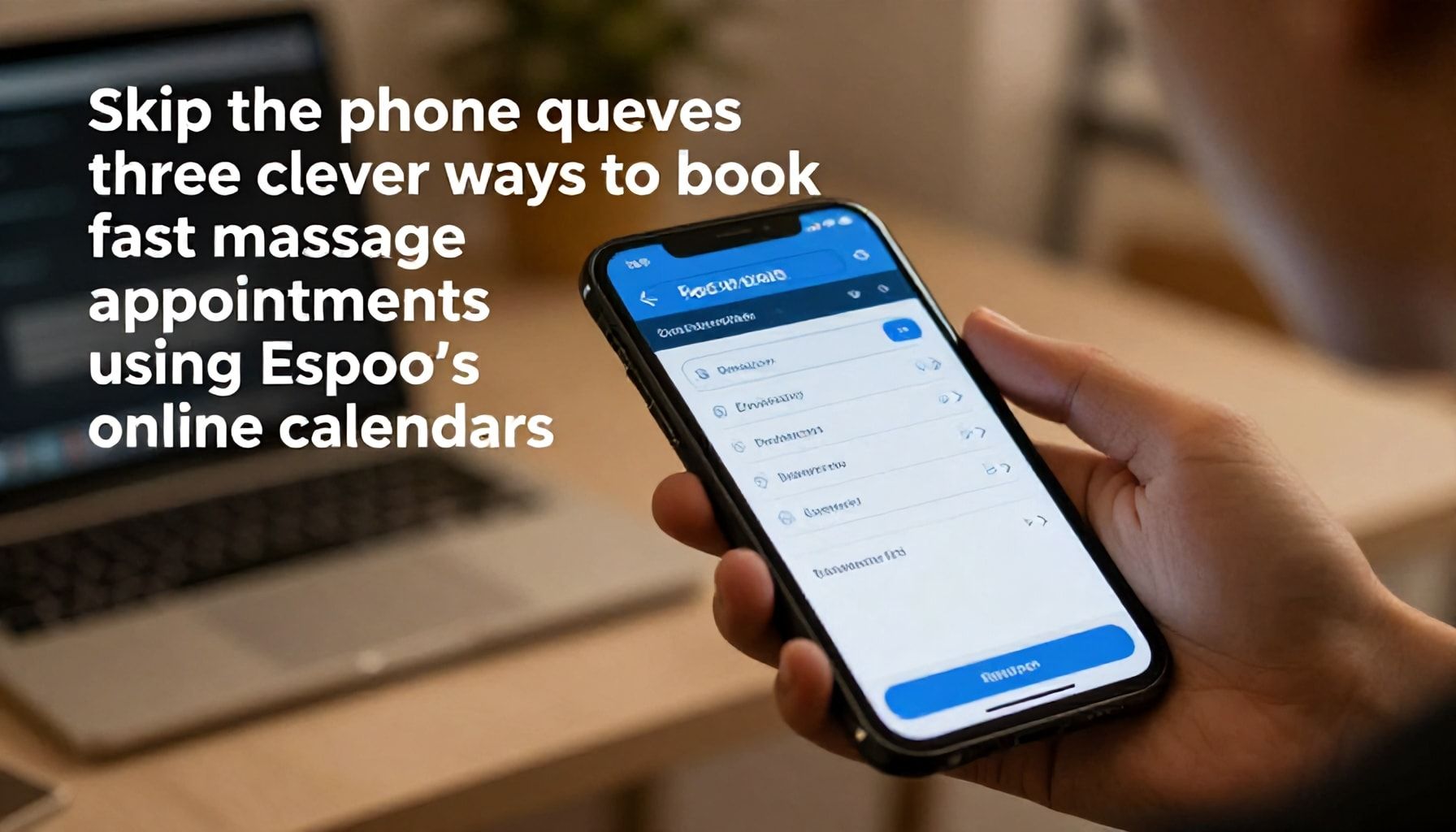 Vältä puhelinjonot: 3 vikkeliä nopeaan ajanvaraamiseen Espoon hierontaliikkeiden nettikalentereista