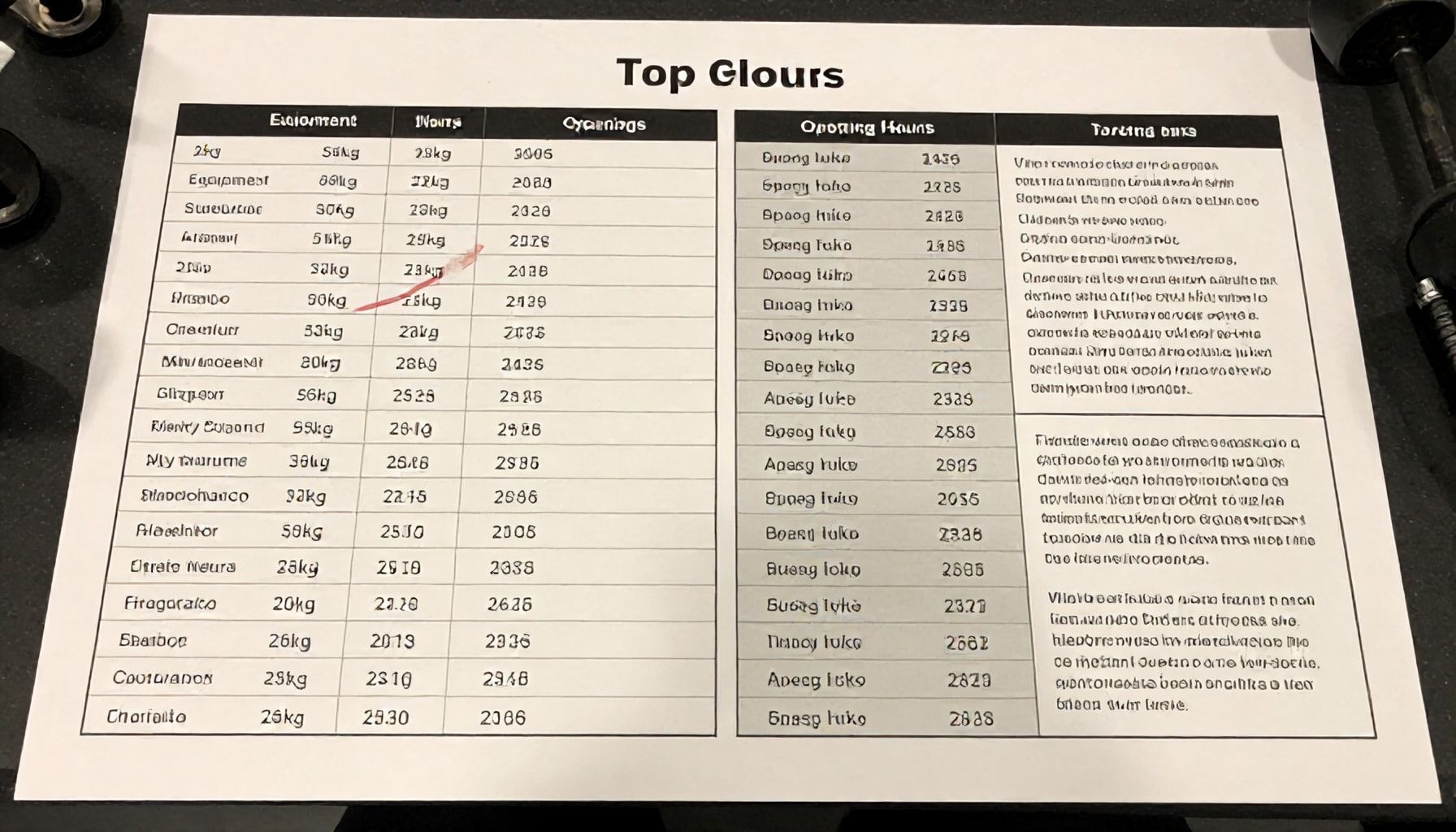 Vertaile itse: Täydellinen taulukko harjoitusvälineistä, aukioloajoista ja asiakaspalvelun laadusta