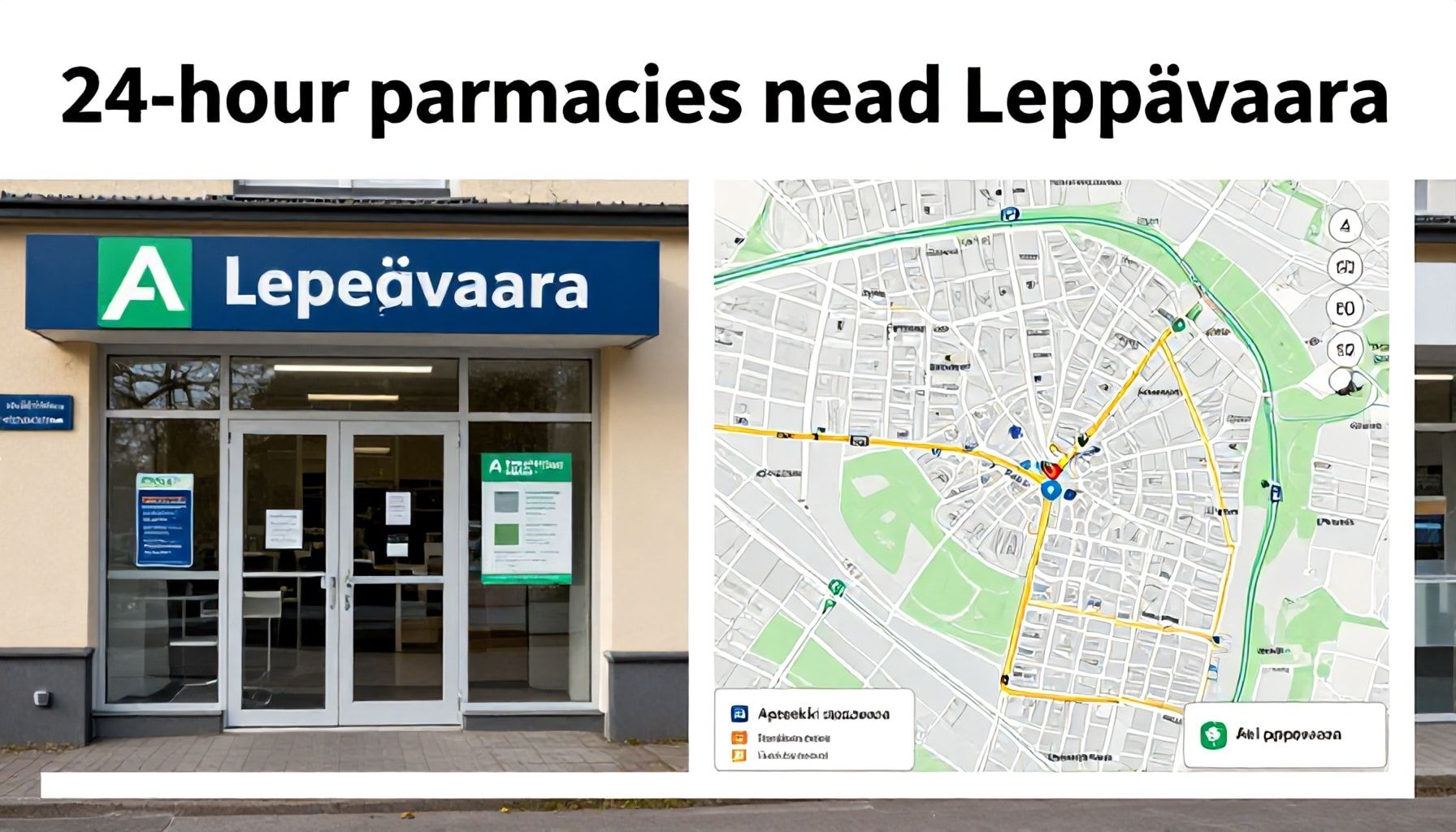 Yö- ja vuorokauden ympäri -apteekit lähellä Leppävaaraa: kartta ja etäisyydet kotoasi