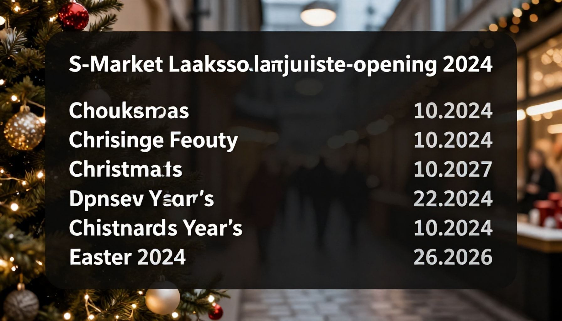 Joulu, uusivuosi ja pääsiäinen: näin Laaksolahden S-Marketin aukioloajat muuttuvat juhlapyhinä 2024