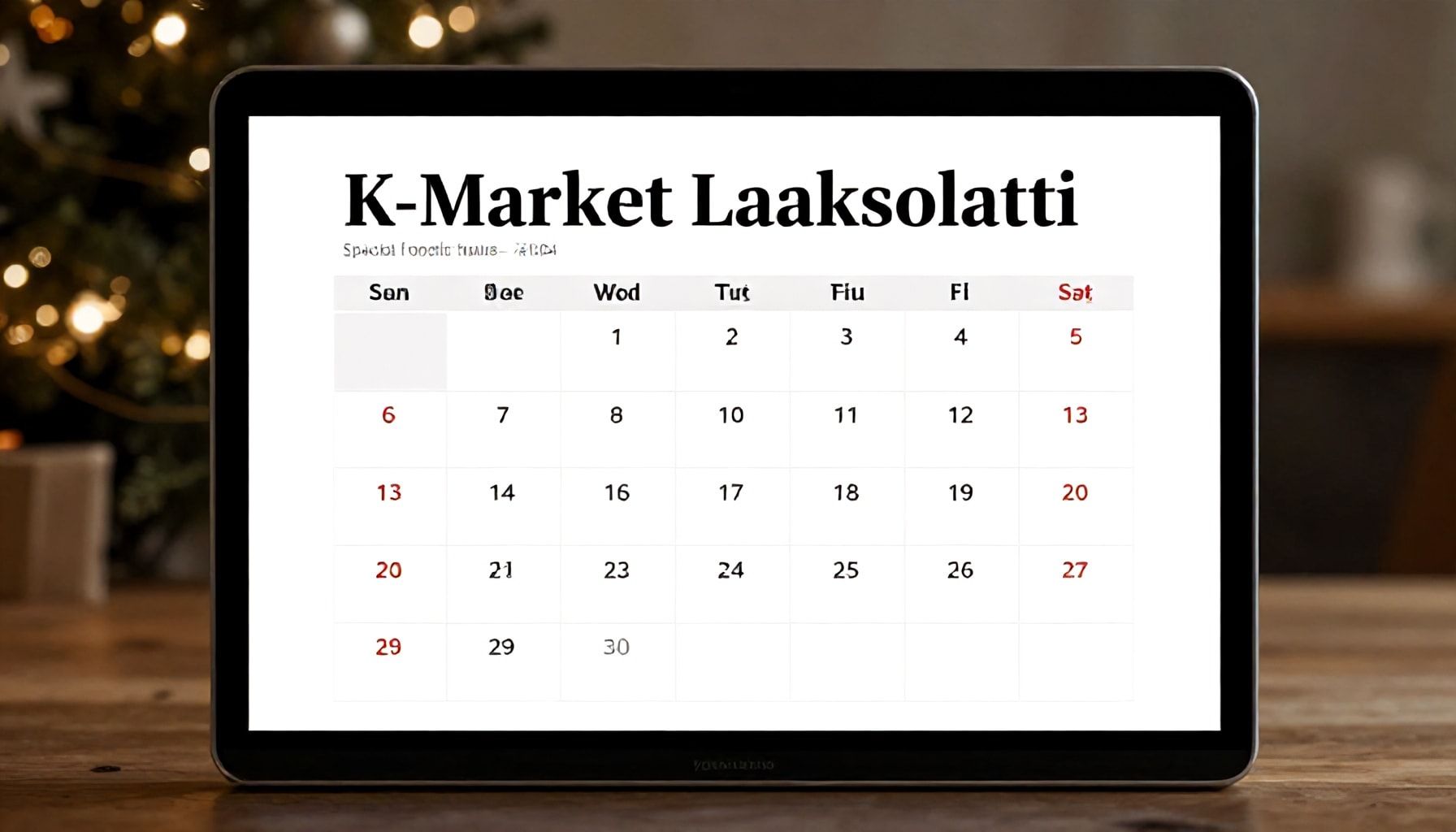 Joulu, vappu, juhlapäivät: K-Market Laaksolahden erikoisaukioajat 2024 selkeässä kalenterimuodossa