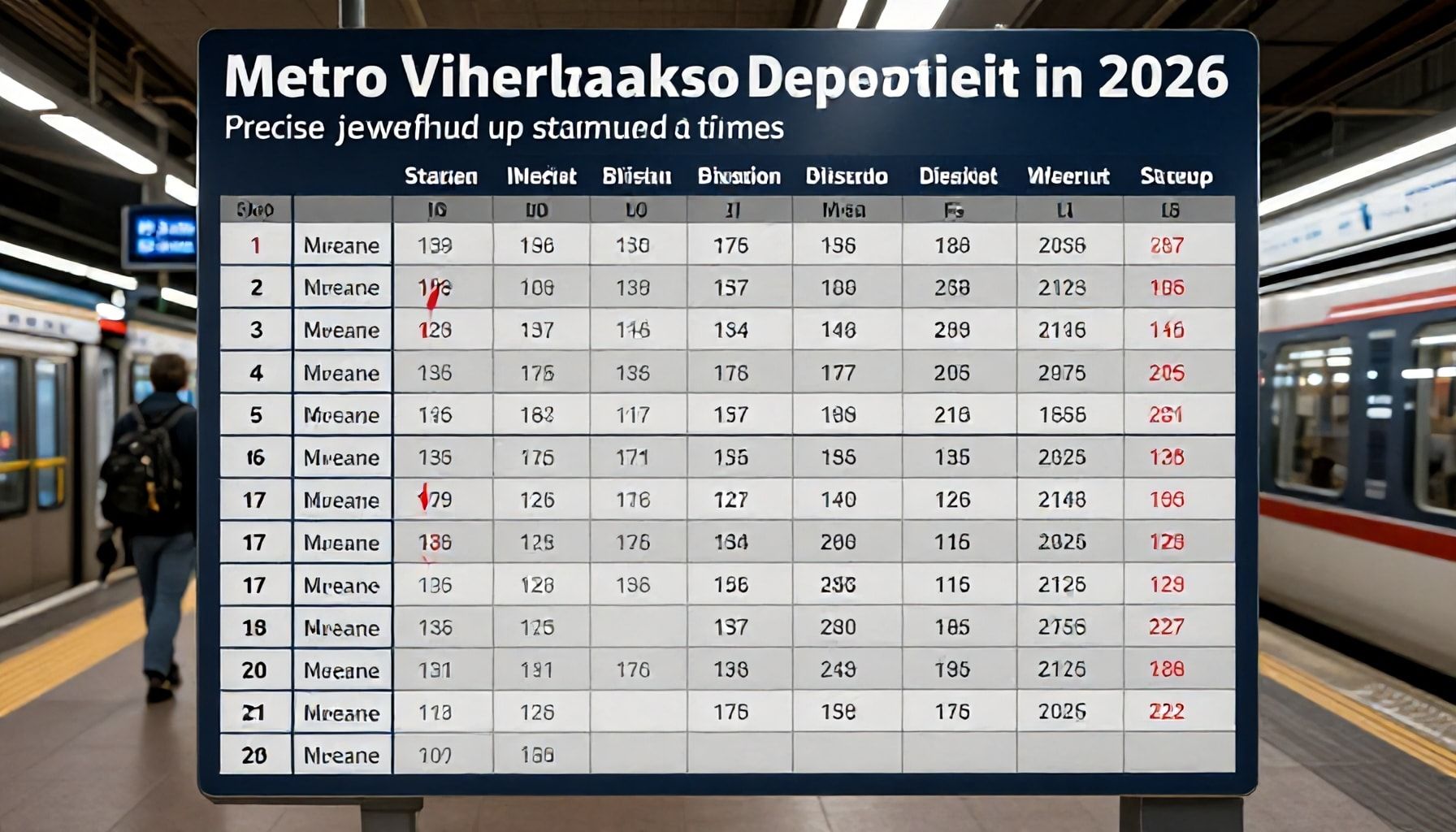 Metro Viherlaakson tarkat lähtöajat arkisin vs. viikonloppuisin – vertailu asema kohti asemalta vuonna 2026