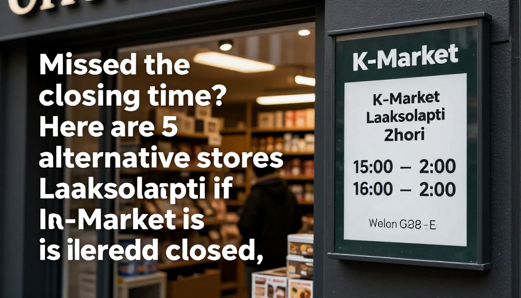 Oletko myöhässä? Tässä 5 vaihtoehtoista kauppaa Laaksolahden läheltä, jos K-Market on jo kiinni