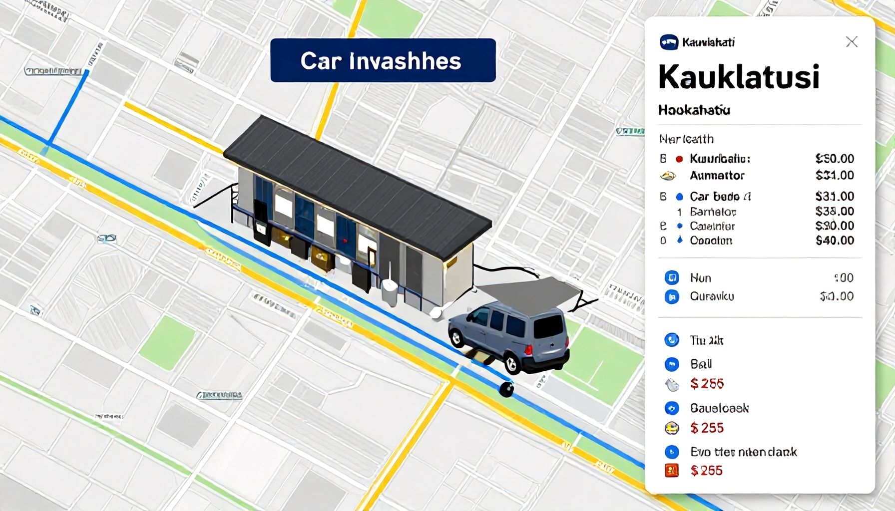 Sijaintikartta: Nämä 3 autopesua ovat kävelyetäisyydellä Kauklahti-junan asemalta (aikataulut ja hinnat)