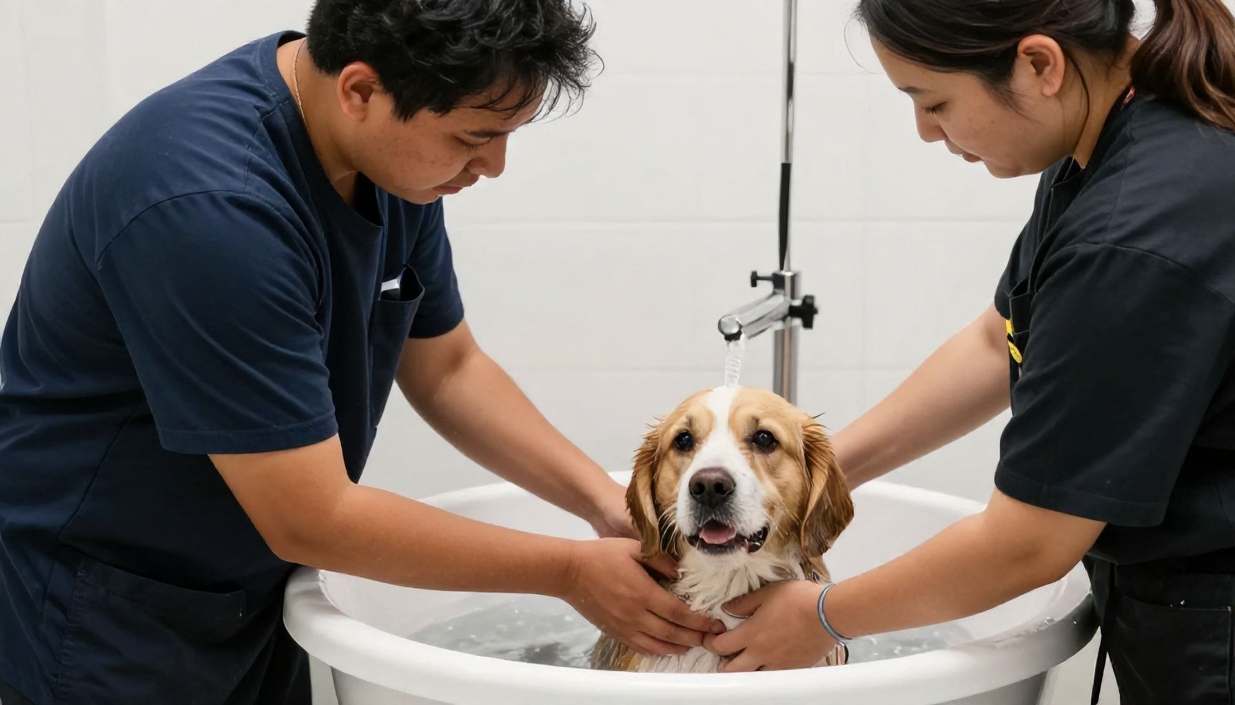 Stressitön koiranpesukokemus: Näin Olarin huippuammattilaiset rauhoittavat hermostuneet lemmikit